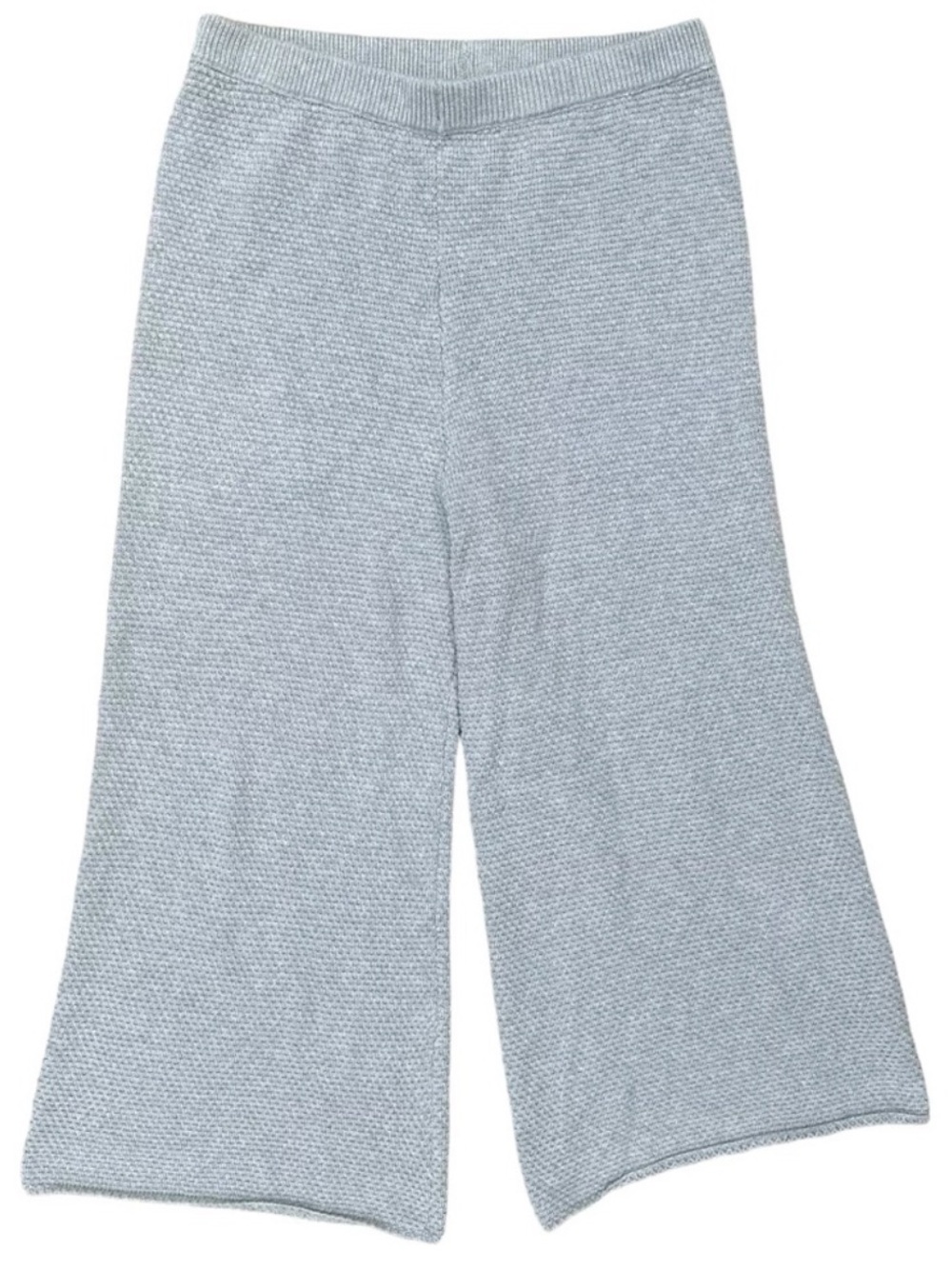 Free People Beach Gray Knit High Rise Cropped Wide Leg Pull On Cotton Pants XL